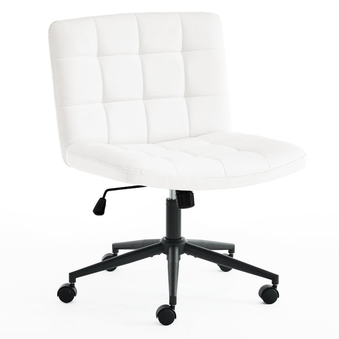 Keavey PU Leather Swivel Home Office Chair White