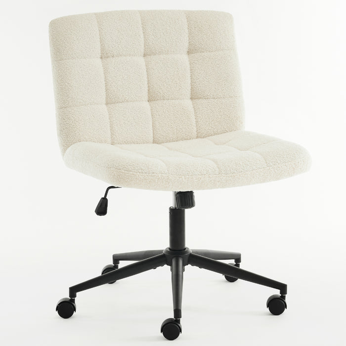 Keavey Sherpa Swivel Task Chair Ivory White