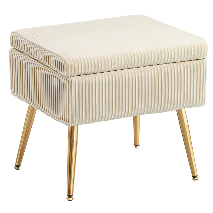 Oliver Pleated Velvet Upholstered Storage Ottoman