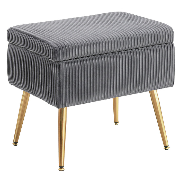 Oliver Pleated Velvet Upholstered Storage Ottoman