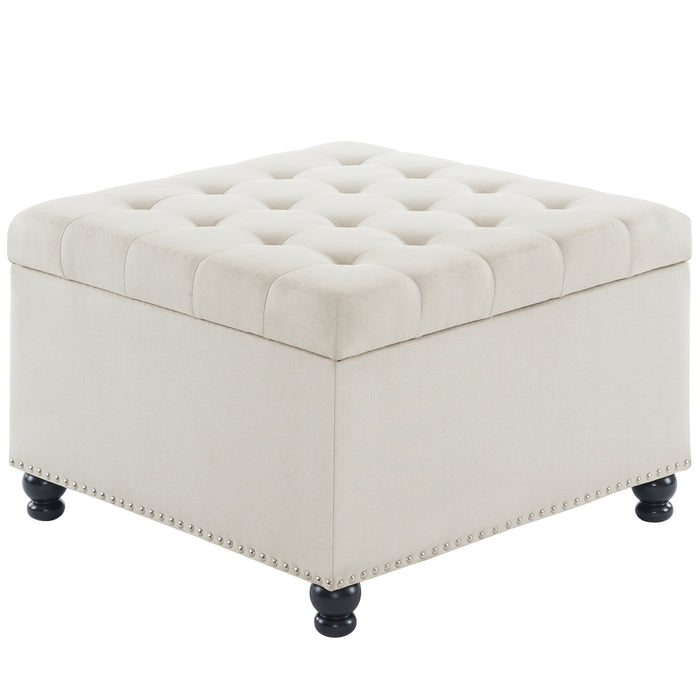 Audel Linen Upholstered Storage Ottoman