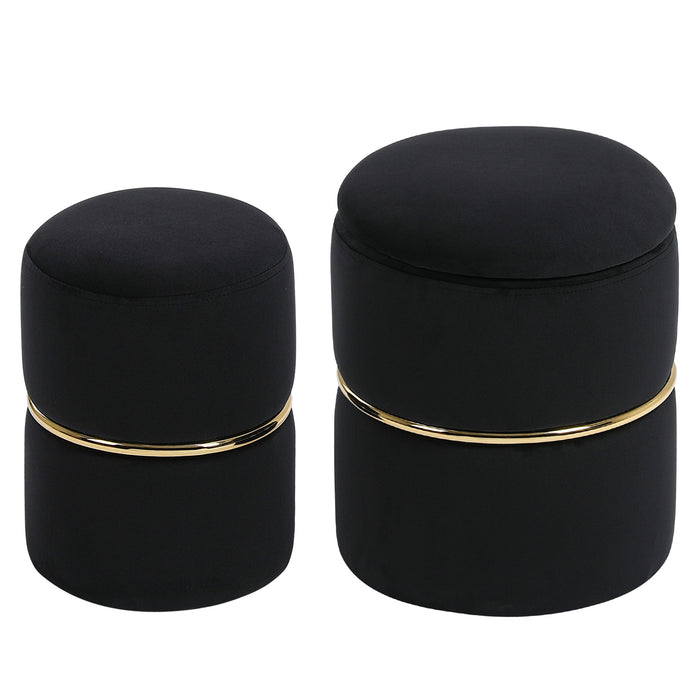 Lilly-Eve Velvet Storage Ottoman Black