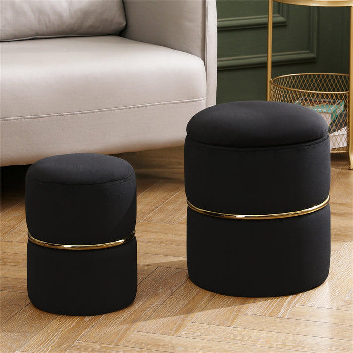 Lilly-Eve Velvet Storage Ottoman Black