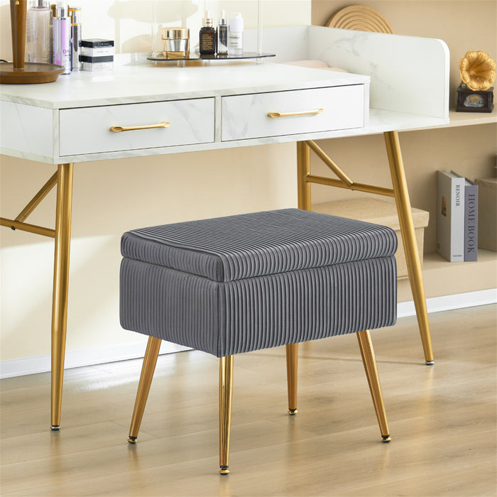 Oliver Pleated Velvet Upholstered Storage Ottoman