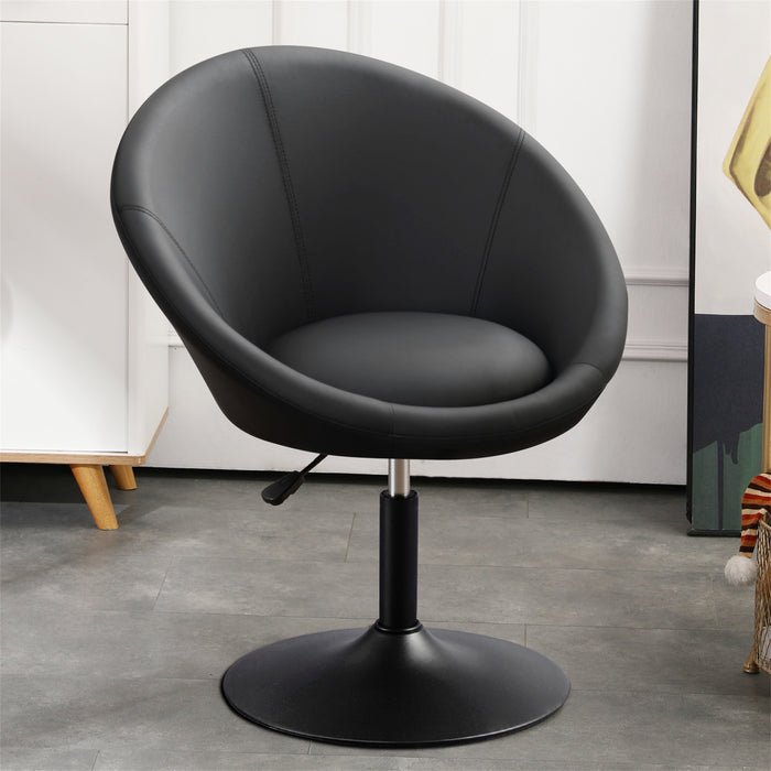 Ruelle Swivel Accent Barrel Chair in PU Leather