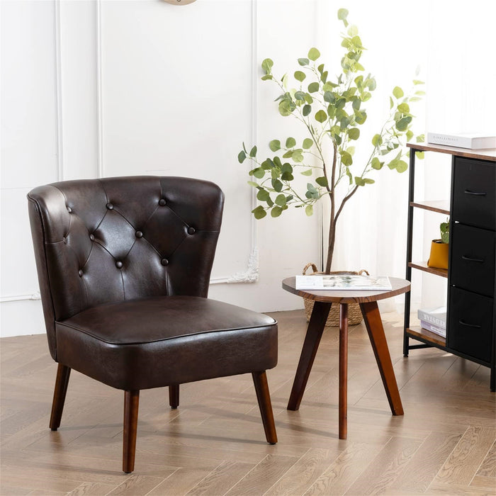 Lisette PU Leather Tufted Accent Chair