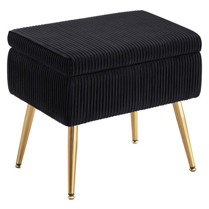 Oliver Pleated Velvet Upholstered Storage Ottoman