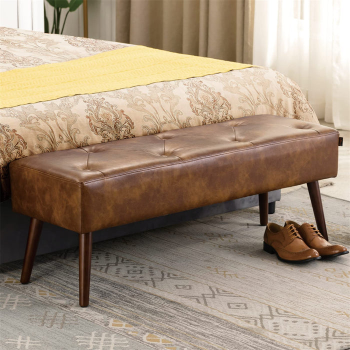 Bretton Faux Leather Bench