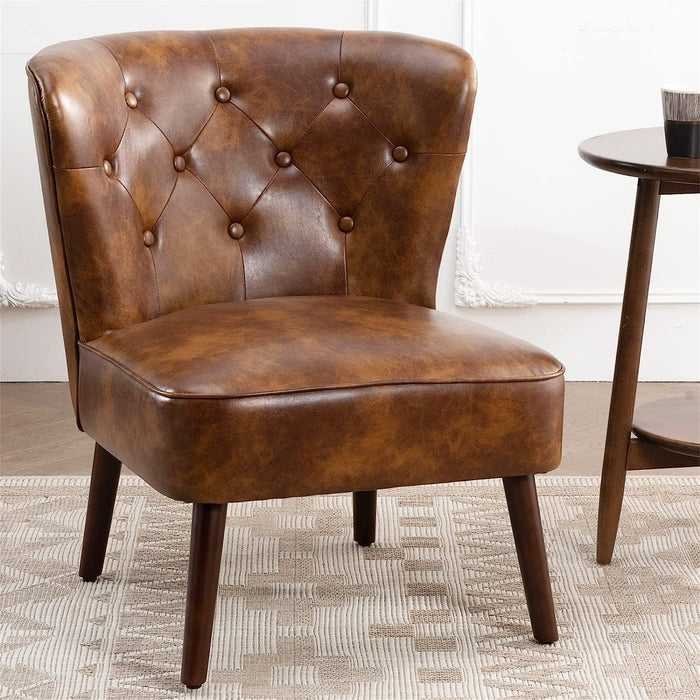 Lisette PU Leather Tufted Accent Chair