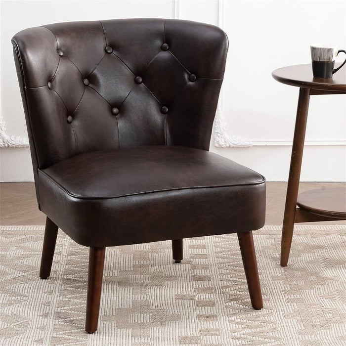 Lisette PU Leather Tufted Accent Chair