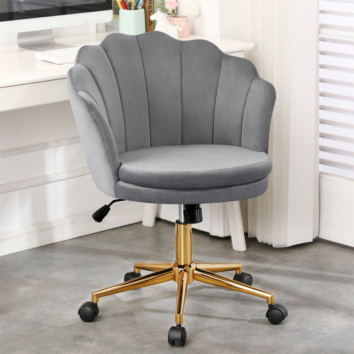 Grey velvet shell online chair