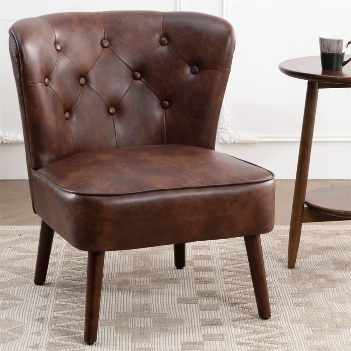 Lisette PU Leather Tufted Accent Chair