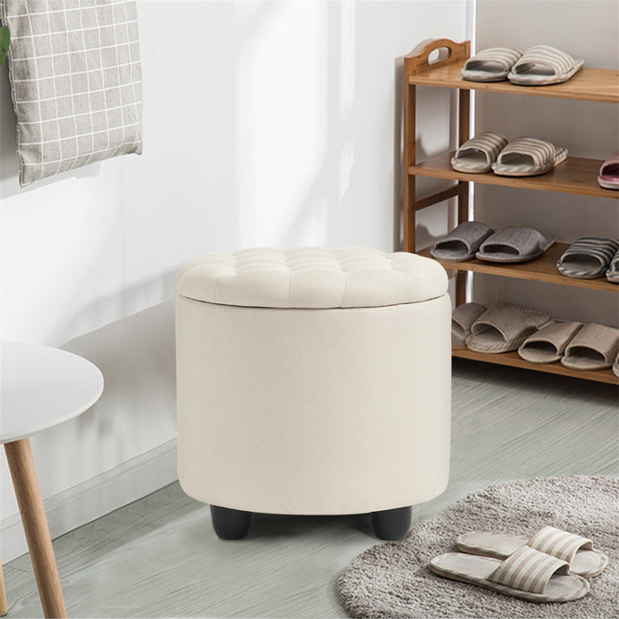 Upholstered Round Storage Ottoman