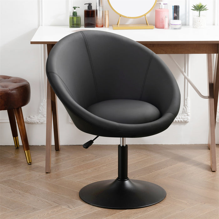 Ruelle Swivel Accent Barrel Chair in PU Leather