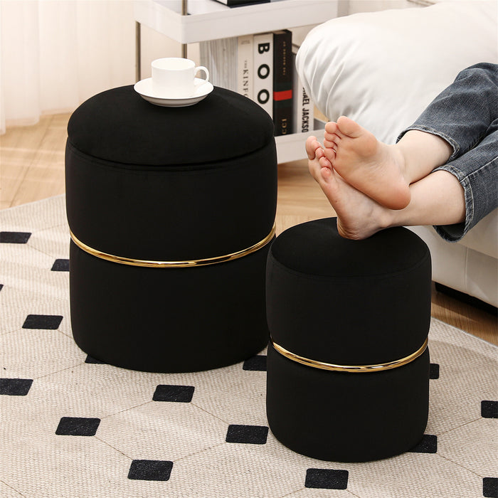 Lilly-Eve Velvet Storage Ottoman Black