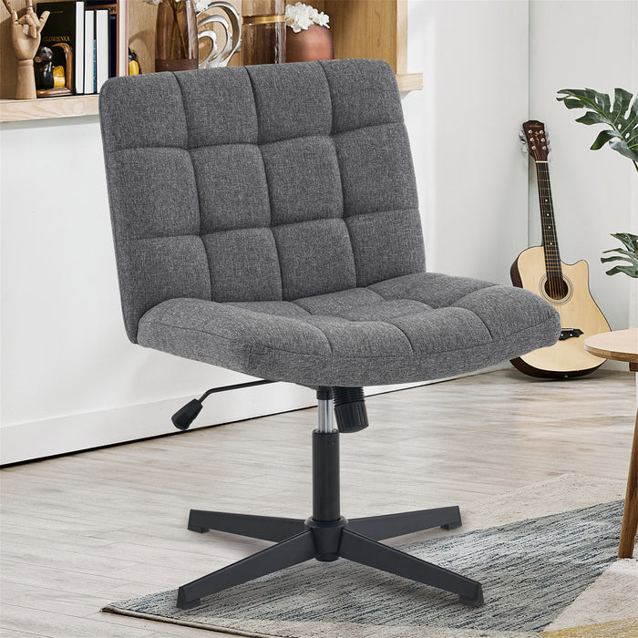 Furniliving Modern Padded Office Chair Linen Fabric Home Office Desk Chair  Height Adjustable Computer Task Chair, DarkGrey