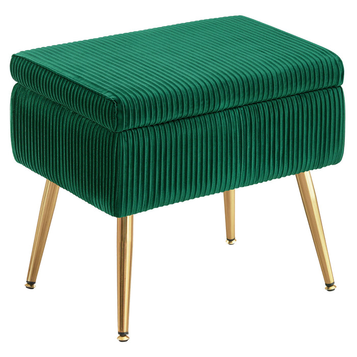 Oliver Pleated Velvet Upholstered Storage Ottoman