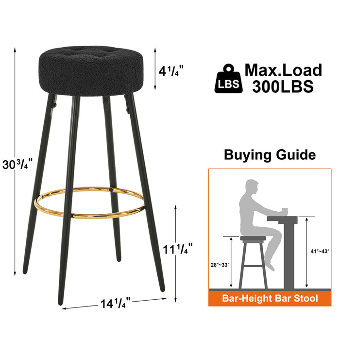 30-inch Minimalist Seattle Sherpa Bar Stools Set of 2