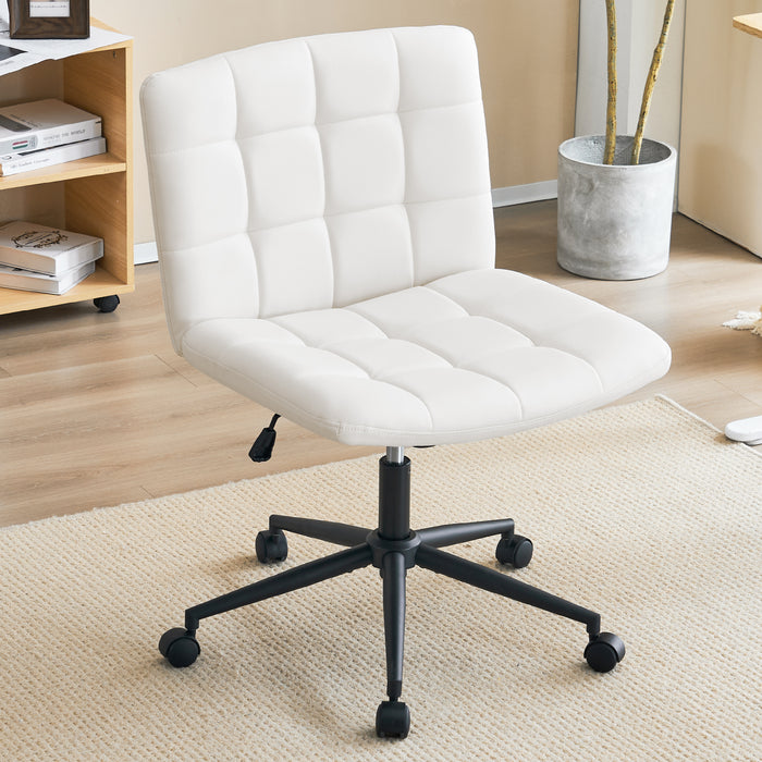 Keavey PU Leather Swivel Home Office Chair White