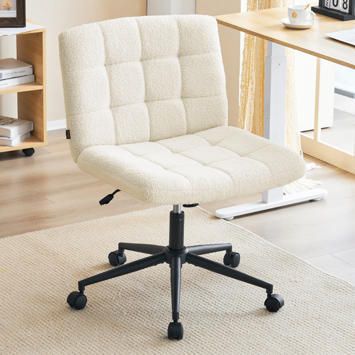 Keavey Sherpa Swivel Task Chair Ivory White