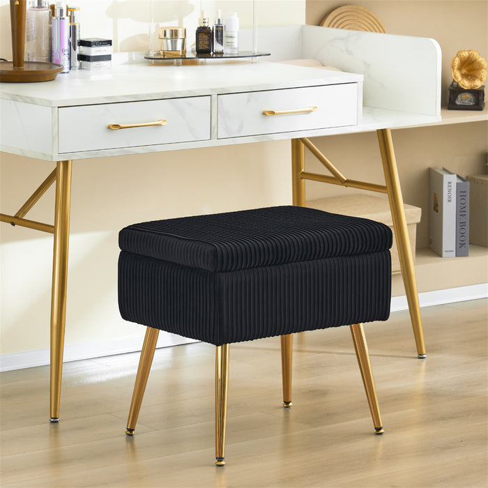 Oliver Pleated Velvet Upholstered Storage Ottoman