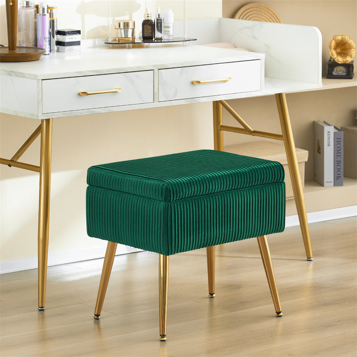 Oliver Pleated Velvet Upholstered Storage Ottoman