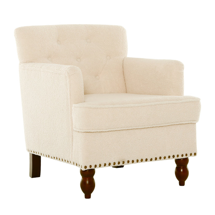 Summerfield 29-inch Wide Tufted Armchair in Faux Sherpa Upholstery