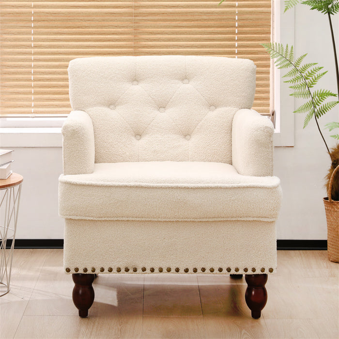 Summerfield 29-inch Wide Tufted Armchair in Faux Sherpa Upholstery