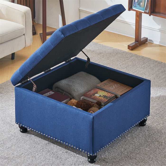 Audel Linen Upholstered Storage Ottoman