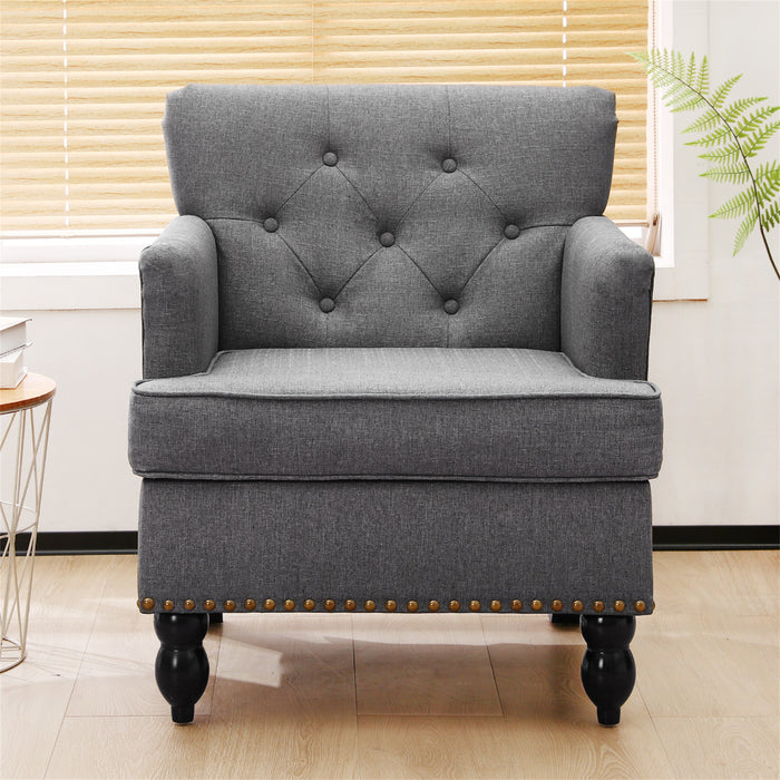 Summerfield 29-inch Wide Tufted Armchair Linen Upholstery