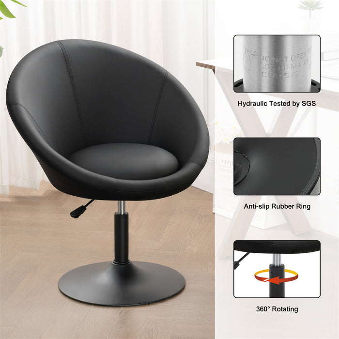 Ruelle Swivel Accent Barrel Chair in PU Leather