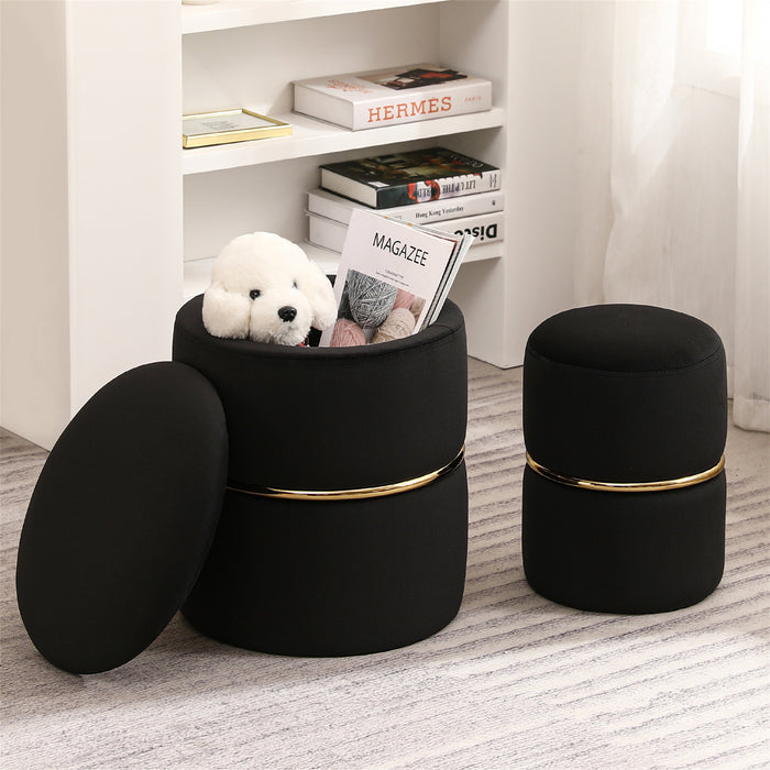 Lilly-Eve Velvet Storage Ottoman Black