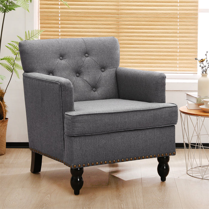 Summerfield 29-inch Wide Tufted Armchair Linen Upholstery