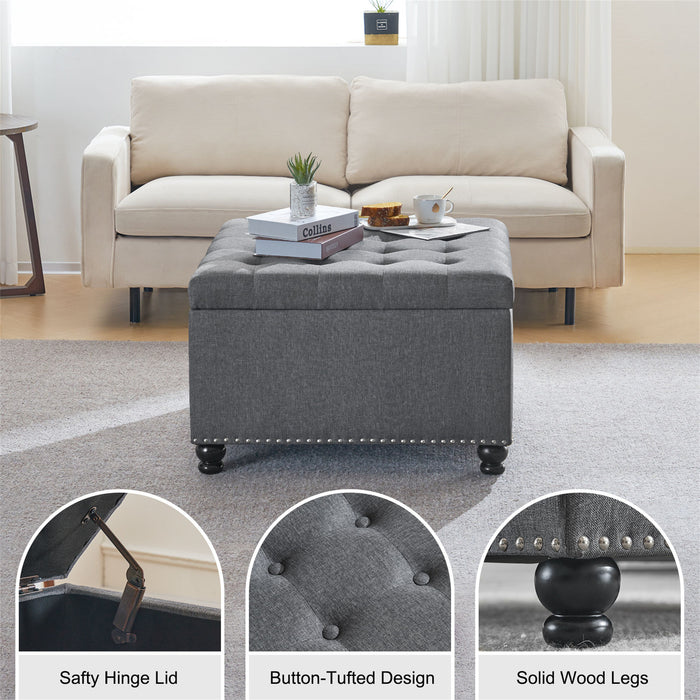 Audel Linen Upholstered Storage Ottoman