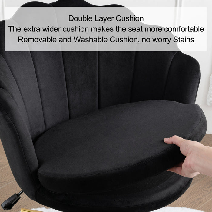 Black velvet shell discount chair