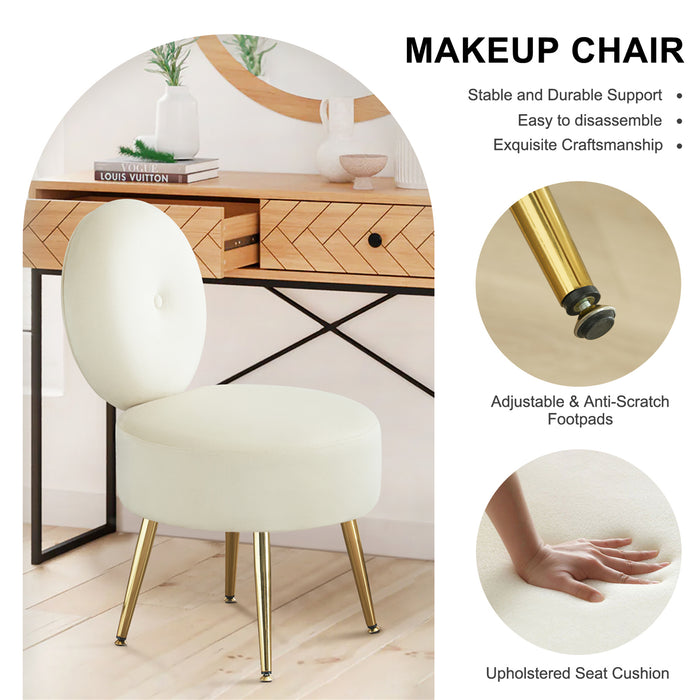 Furnimart Velvet Vanity Stool Chair with Back, Upholstered Foot Stool  Ottoman, Tufted Accent Chairs Makeup Chair for Vanity with Gold Legs for  Women