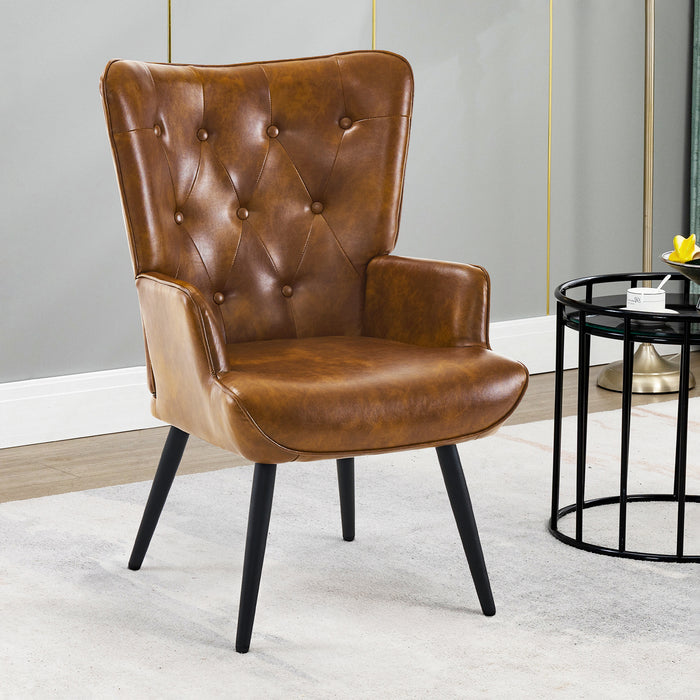 Ethelsville PU Leather Tufted Armchair