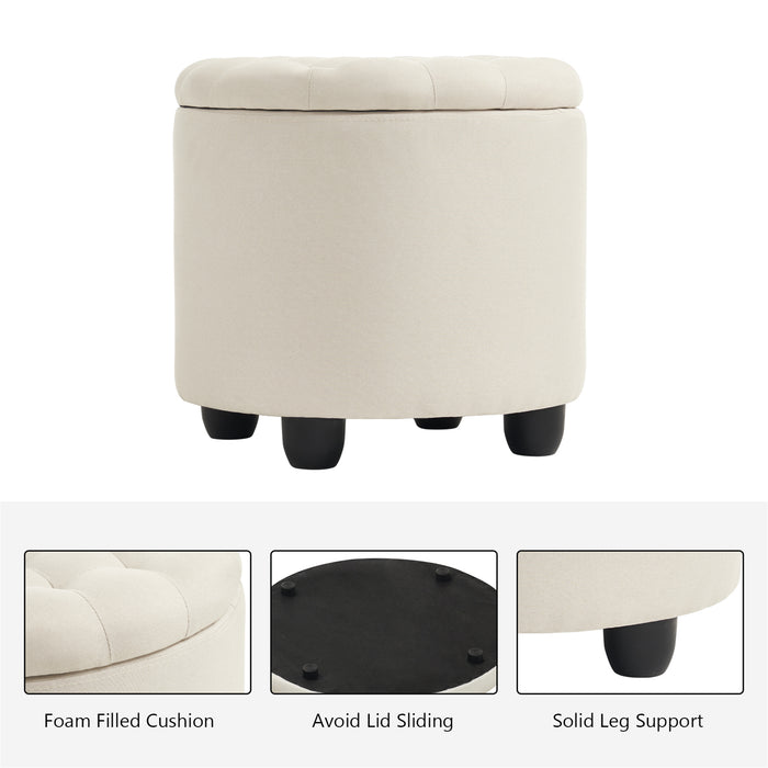 Avers Linen Upholstered Storage Ottoman