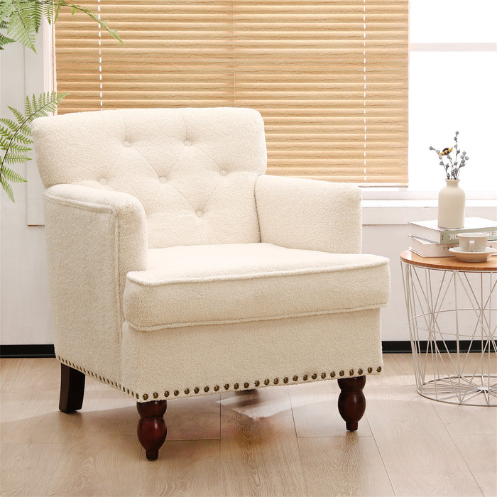 Summerfield 29-inch Wide Tufted Armchair in Faux Sherpa Upholstery