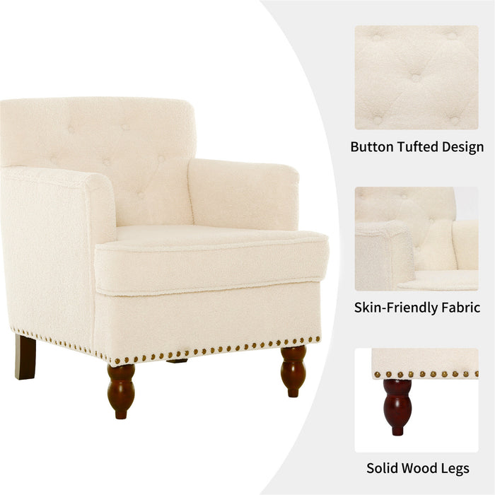 Summerfield 29-inch Wide Tufted Armchair in Faux Sherpa Upholstery