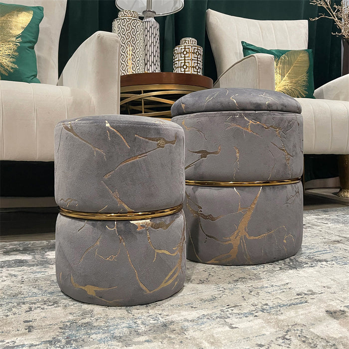 Sena Velvet Storage Ottoman