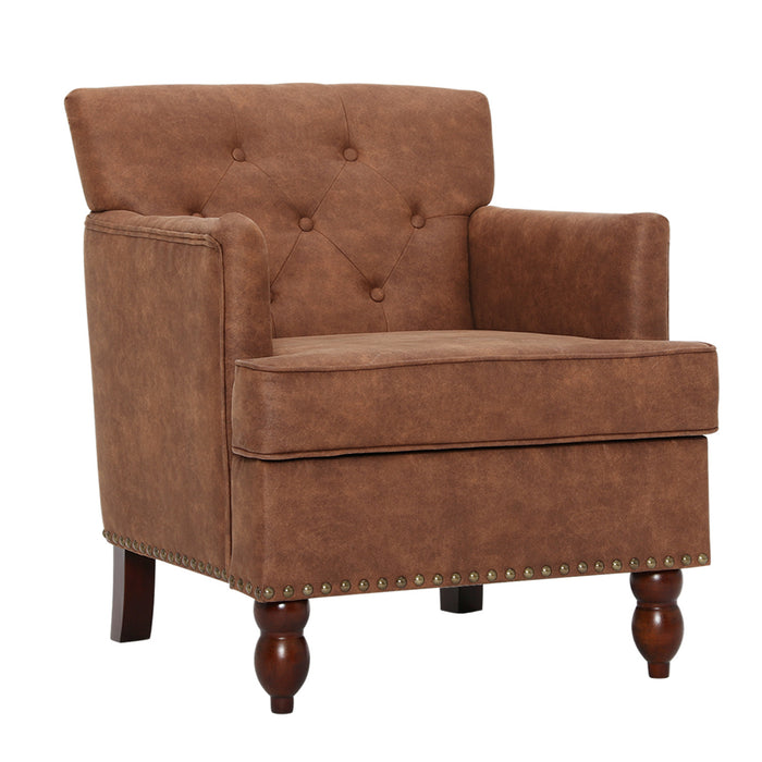 Summerfield 29-inch Wide Tufted Armchair in Suede Upholstery