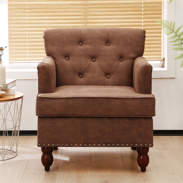 Summerfield 29-inch Wide Tufted Armchair in Suede Upholstery