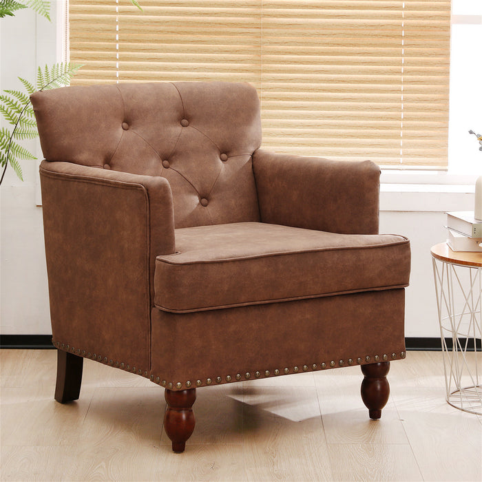 Summerfield 29-inch Wide Tufted Armchair in Suede Upholstery