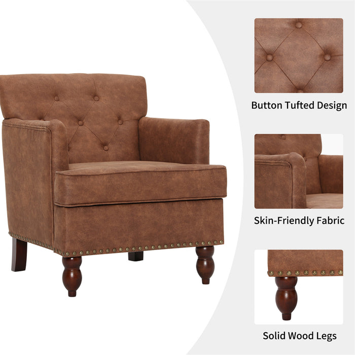 Summerfield 29-inch Wide Tufted Armchair in Suede Upholstery