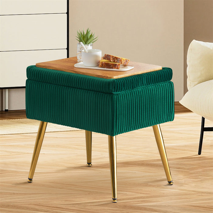 Oliver Pleated Velvet Upholstered Storage Ottoman