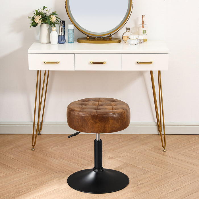 Adrienne 16.5" Wide Leather Vanity Stool