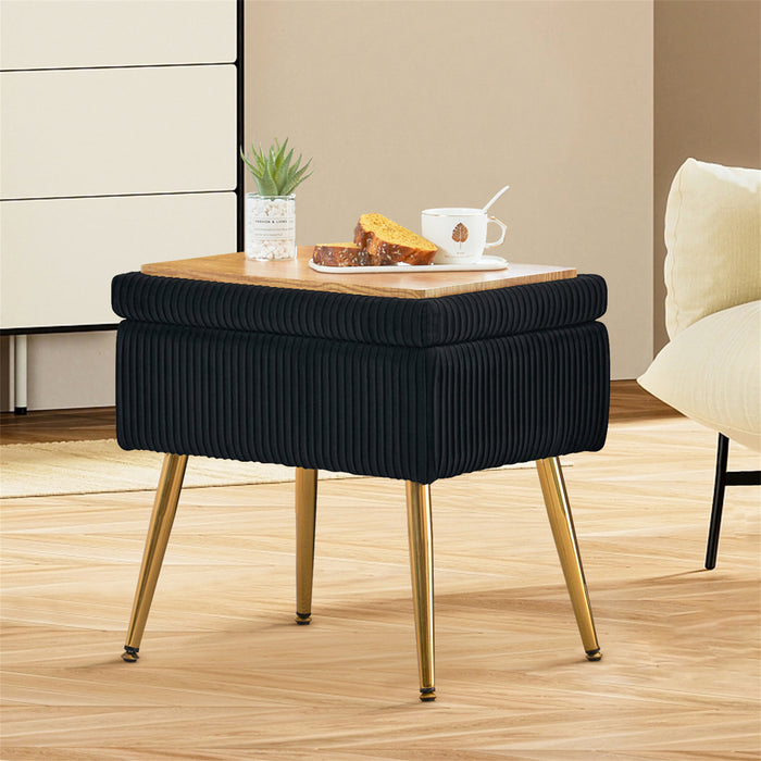 Oliver Pleated Velvet Upholstered Storage Ottoman