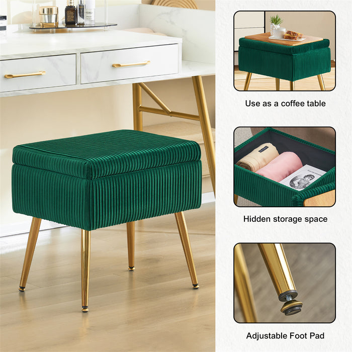 Oliver Pleated Velvet Upholstered Storage Ottoman