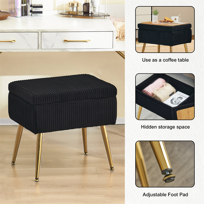 Oliver Pleated Velvet Upholstered Storage Ottoman